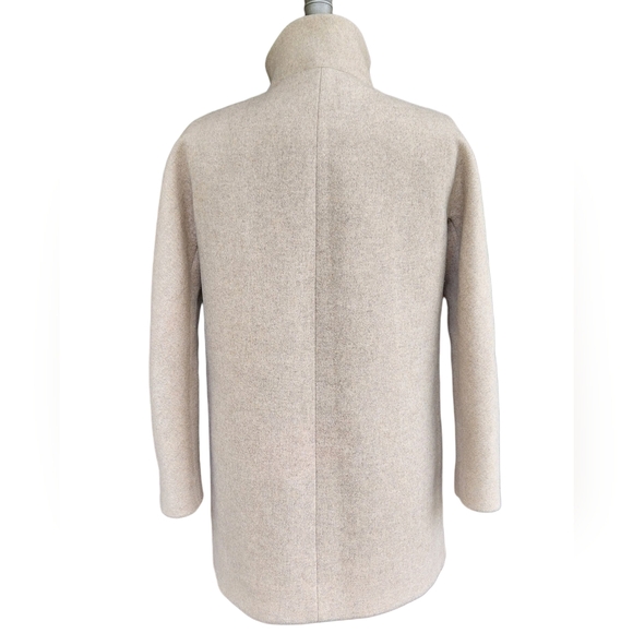 J Crew City Coat Neutral Tan Wool Blend Petite 6 6P Cocoon Zip Stadium Cloth? - Picture 9 of 15
